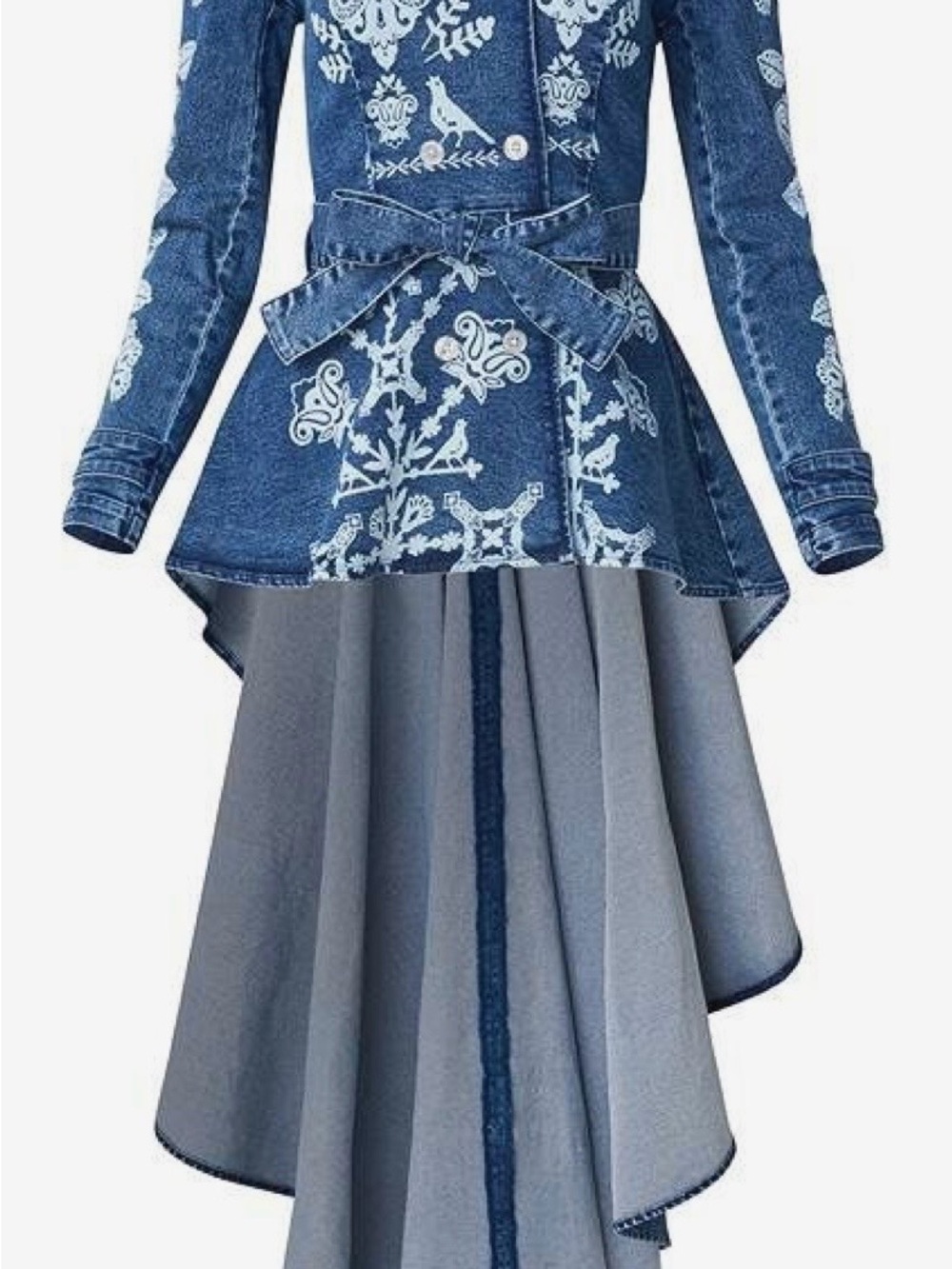 Venus Denim Embroidered High-Low Jacket- Blue size 12 - Picture 8 of 8
